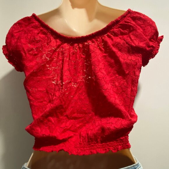 Aeropostale Y2K Fairy Boho Preppy Coquette Cottage Rococo Crop Laced Top Blouse - Picture 3 of 7